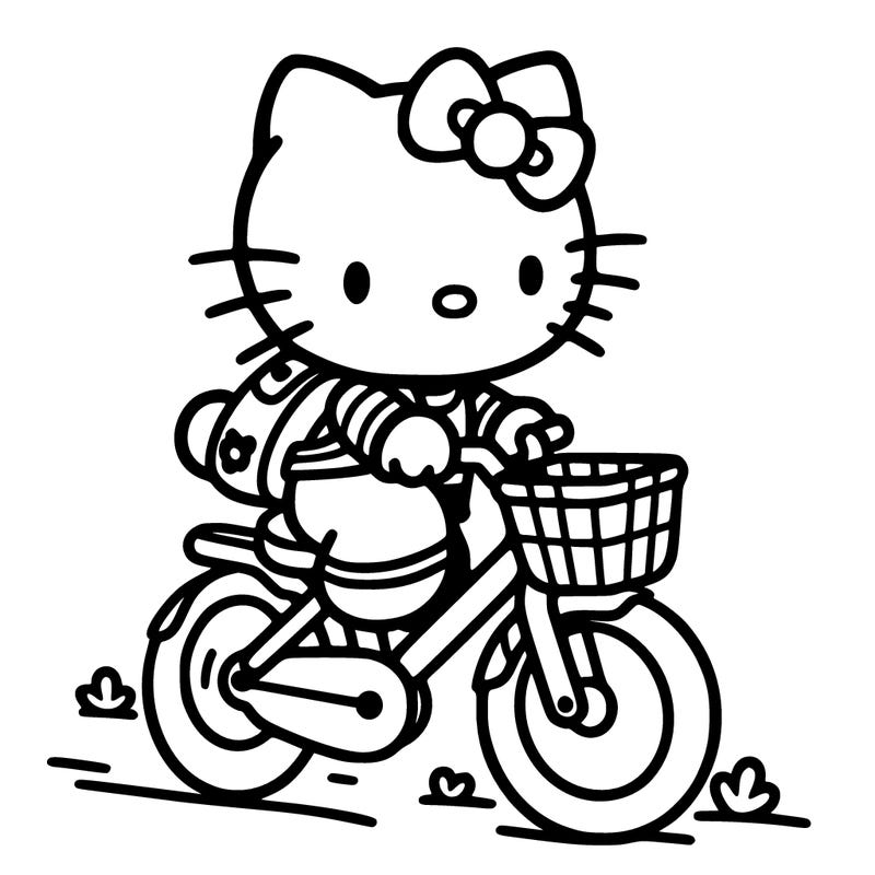 hello kitty riding a bike