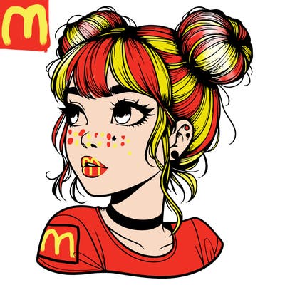 realistic girl with spacebuns