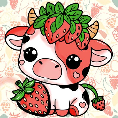 cute strawberry cow