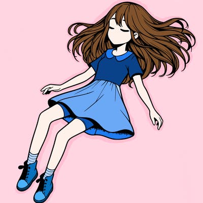 realistic girl floating