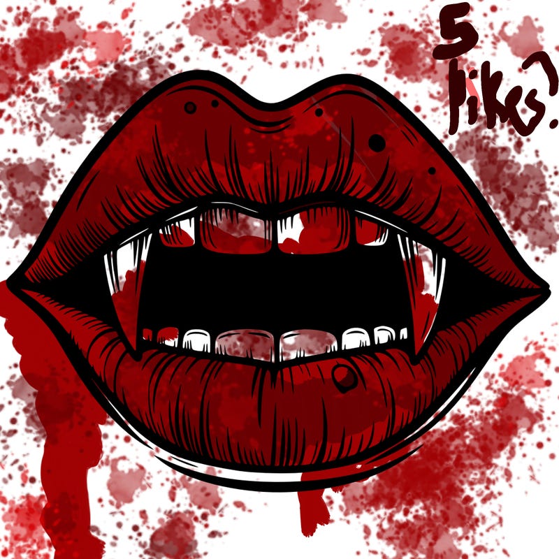 lips with vampire teeth