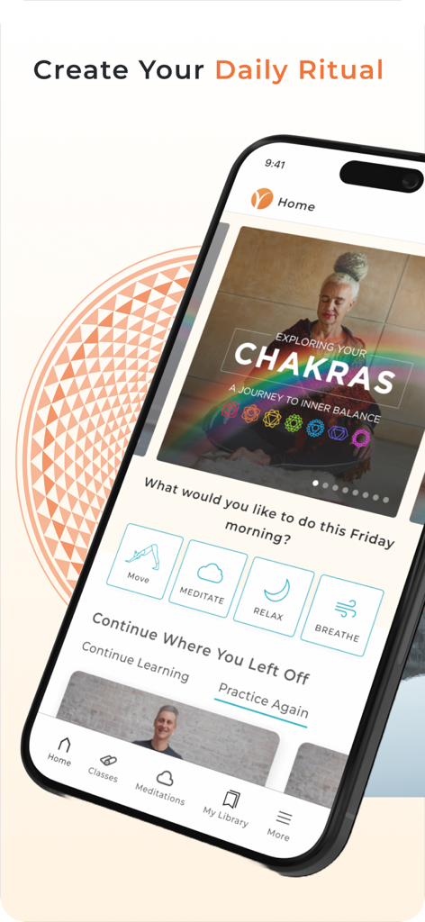 Yoga International - Yoga International app dashboard displaying daily ritual features and yoga courses