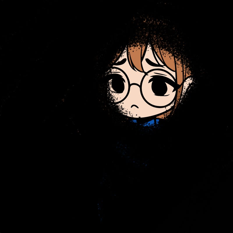 sad girl with glasses in a sweater