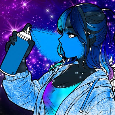 a realistic girl spray, painting