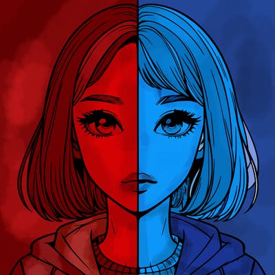 split realistic girl