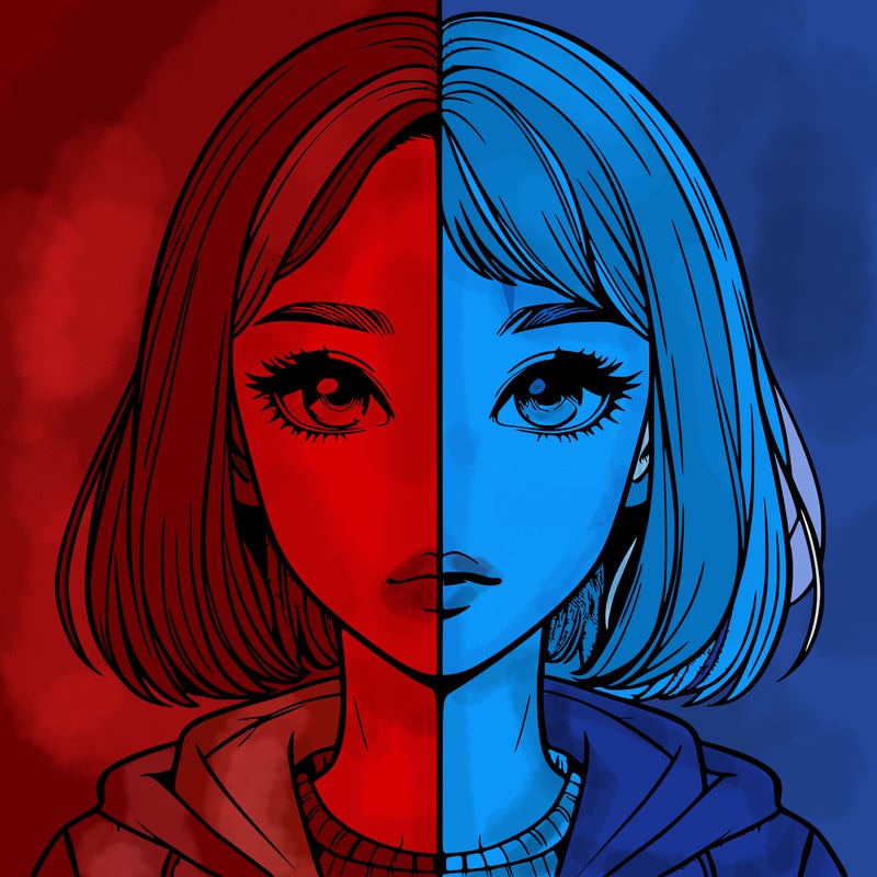 split realistic girl