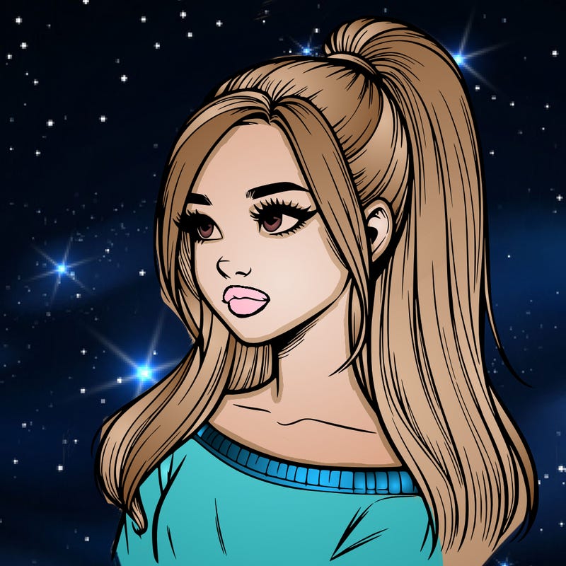 realistic girl with a high ponytail