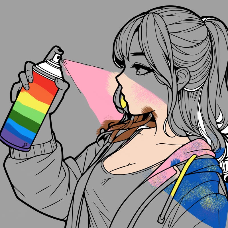 a realistic girl spray, painting