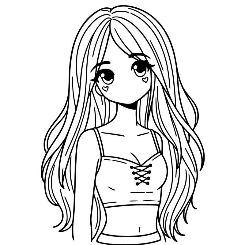 girl with long hair and crop top