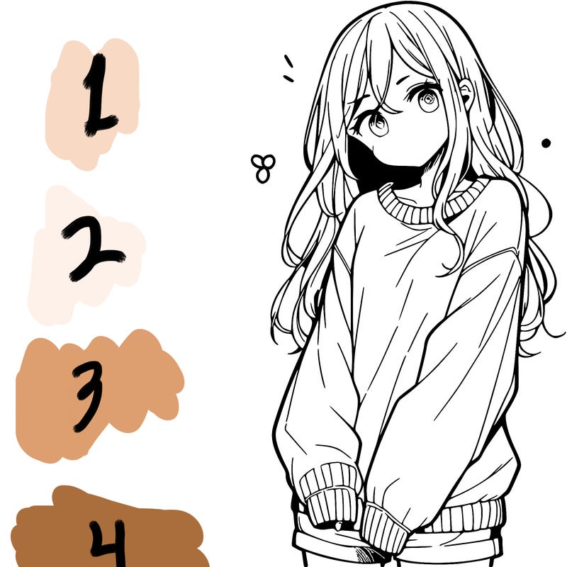 manga teen girl  in a sweater and baggy pants