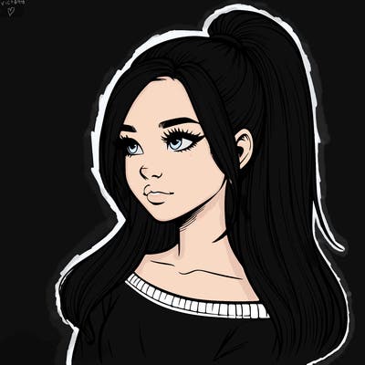 realistic girl with a high ponytail