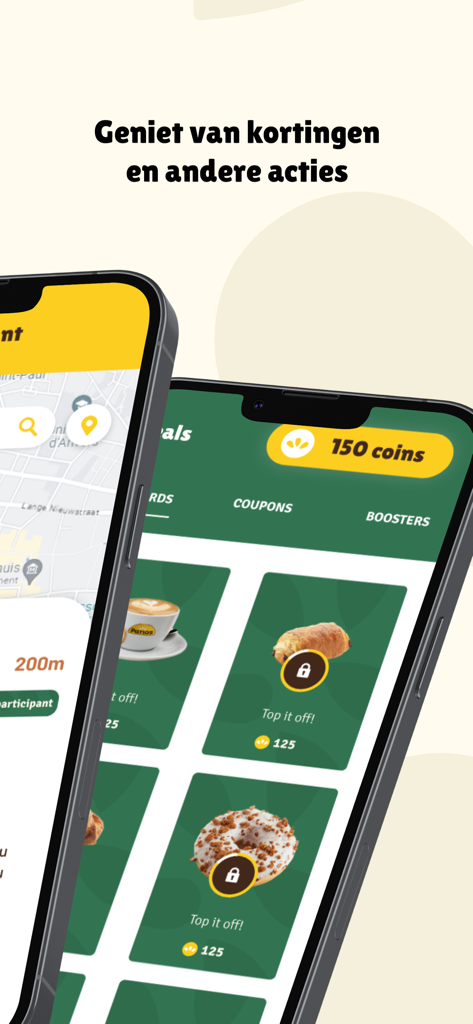 Panos - Pantalla de recompensas de la app Panos con artículos de comida y puntos de fidelización