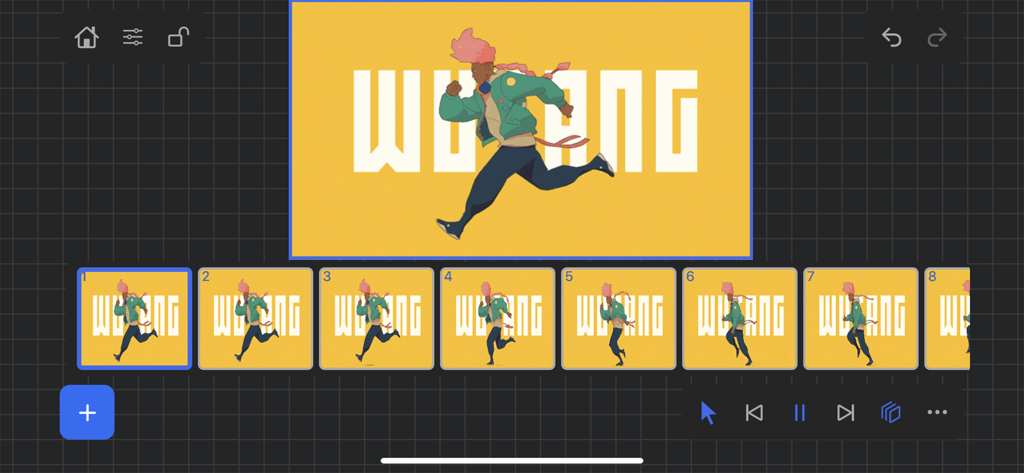 VizRef Lite app interface showing an animation frame by frame sequence