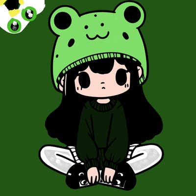 a girl wearing a frog hat and some frog socks