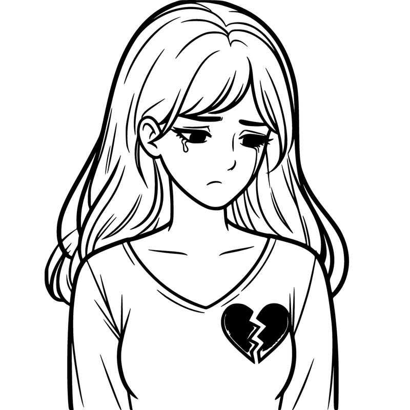 sad woman realistic with broken heart