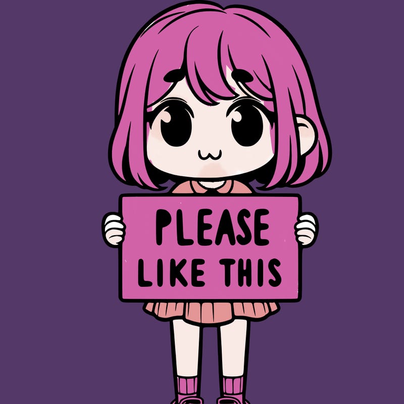 a girl holding a sign that says please like this one