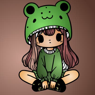 a girl wearing a frog hat and some frog socks