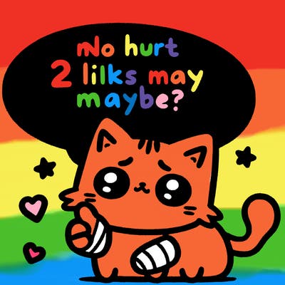 cute cat thats been hurt saiying 2 likes maybe