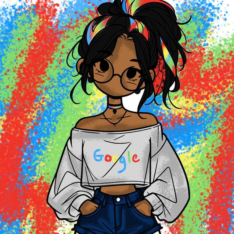 girl with a messy ponytail glasses a baggy crop top and jean shorts