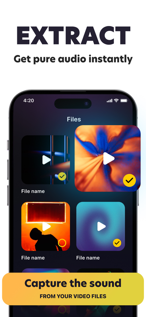 MP3 Audio File Batch Converter - Interface of MP3 Audio File Batch Converter showing the video to audio extraction feature