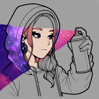 a realistic girl, spray painting