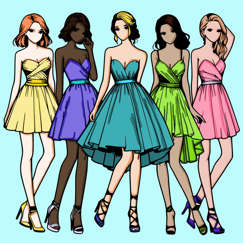 realistic girls with prom dress on