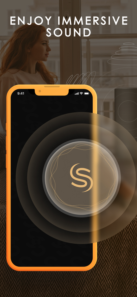 Sound Connect - Music Widget - Aplicación Sound Connect en iPhone con texto de sonido inmersivo