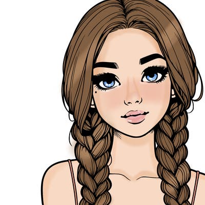 realistic girl with braids