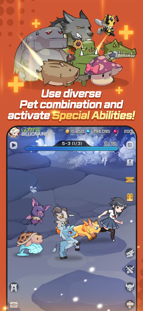 Blade Idle - Blade Idle screenshot showcasing the pet combination system and special abilities in action