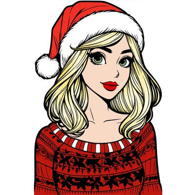 realistic lady in a christmas sweater