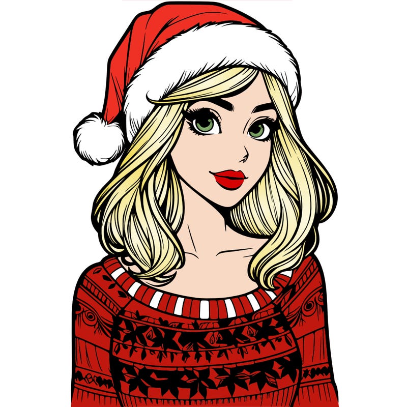 realistic lady in a christmas sweater