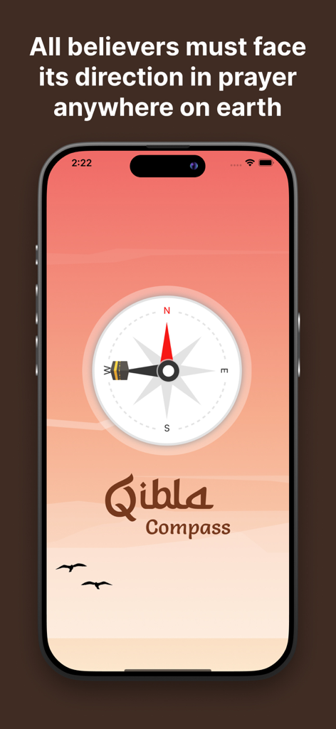 Qibla Compass Direction Finder - Qibla Compass app interface showing the direction to the Kaaba for prayer