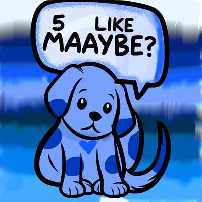 a puppy that says 5 like maybe