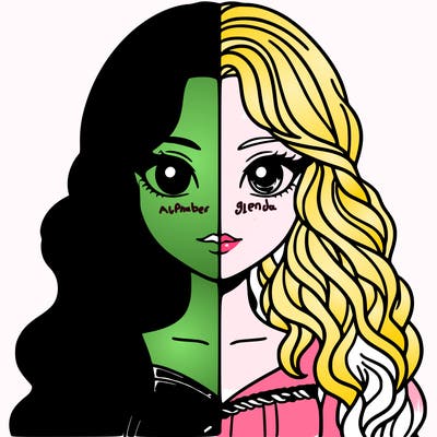 alphaba and glenda half and half