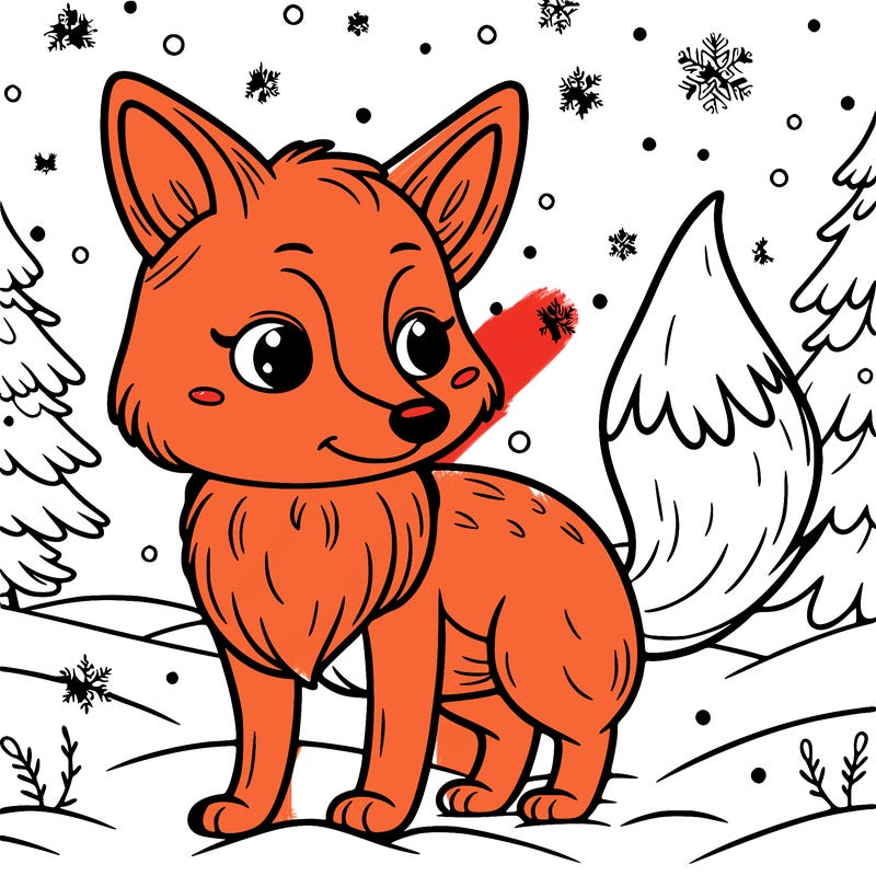 a fox in the snow