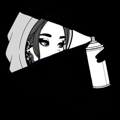 a realistic girl, spray painting