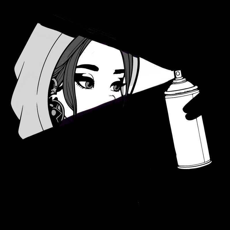 a realistic girl, spray painting