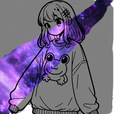 girl wearing frogging sweatshirt