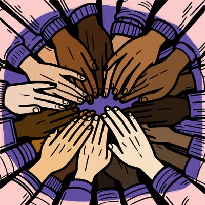 many hands meeting in the middle