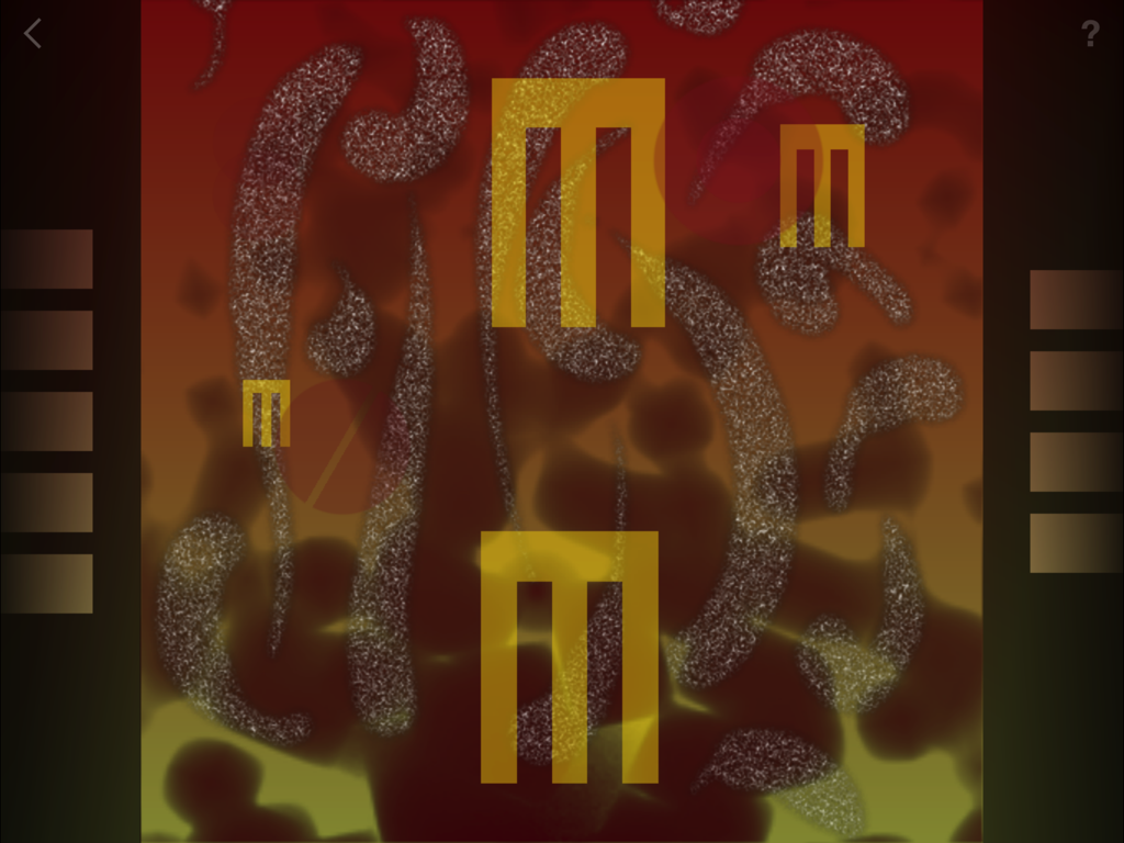 Scape - Scapeアプリの暗いグラデーションの背景に幾何学的な形をした抽象的なジェネレーティブミュージックインターフェース