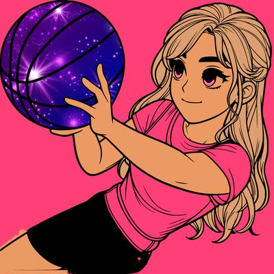 realistic girl playing basketball