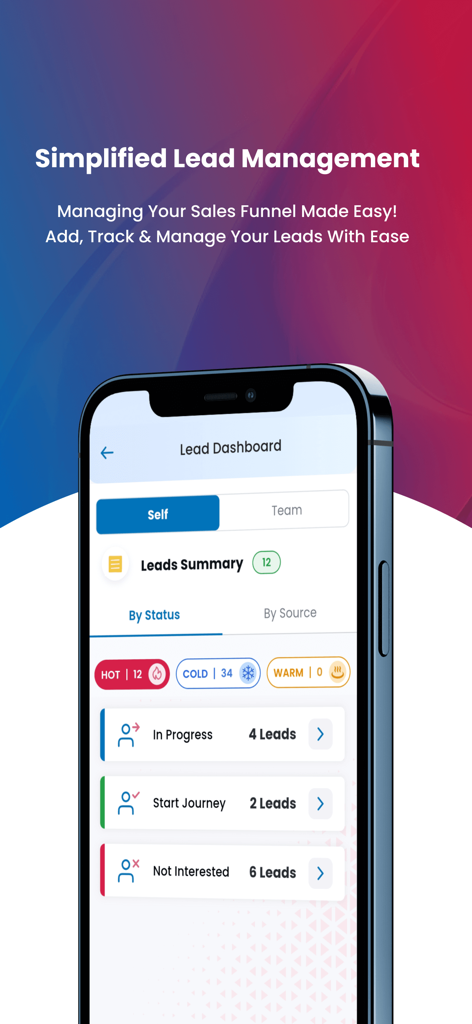 TATA AIA Siddhi 2.0 - TATA AIA Siddhi 2.0 app interface showing the Lead Dashboard for managing sales funnels and lead statuses