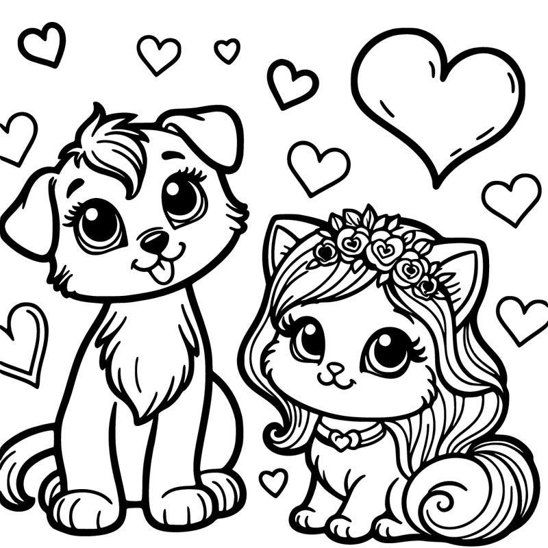 kitten, puppy, hearts, and beautiful