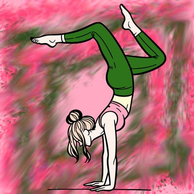a woman doing a handstand