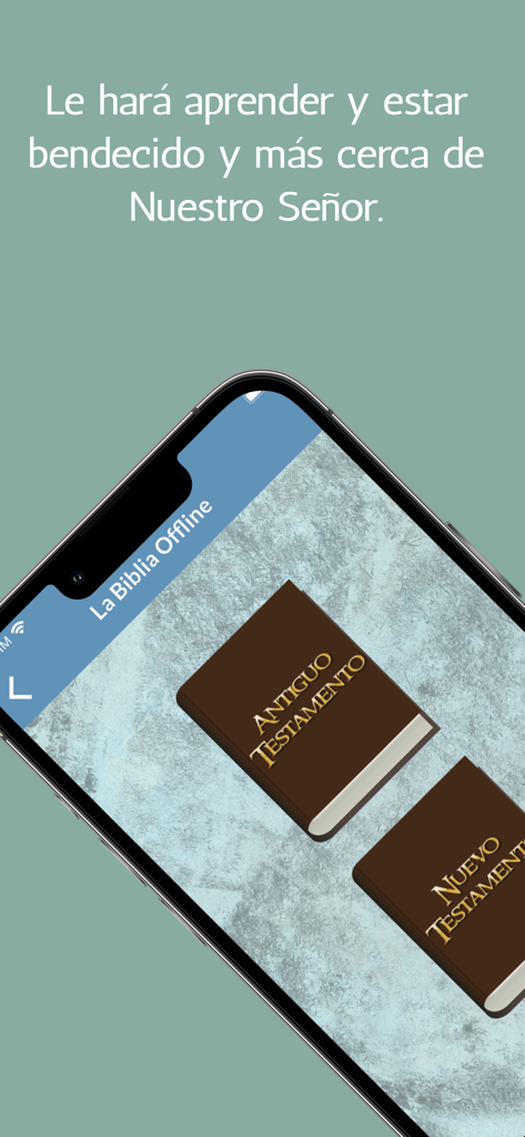 Estudios Bíblicos y Biblia - Interfaz de la app Estudios Bíblicos con selecciones del Antiguo y Nuevo Testamento en español.