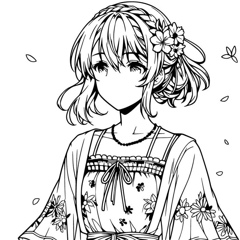 realistic anime girl in a summer outfit