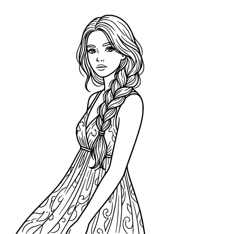 girl with a loose braid and dress