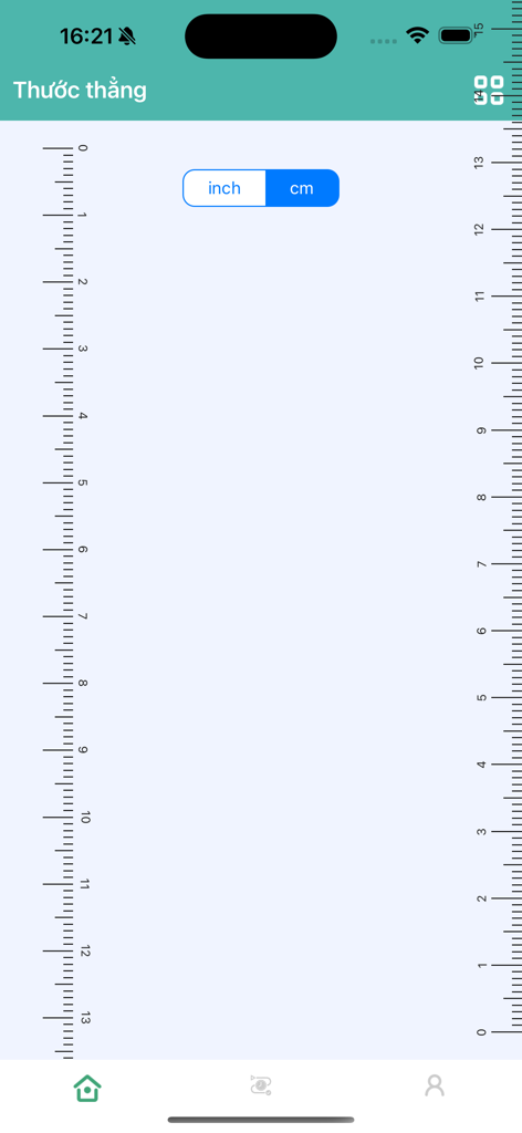 ToolX: Pocket Measure Ultimate - Digital ruler interface with centimeter and inch scales