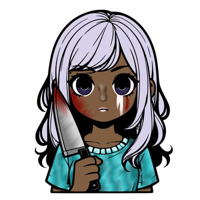 girl with a knife realisic