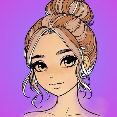 realistic pretty girl with hair in bun